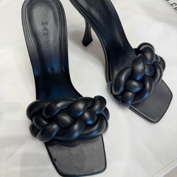 Mango Black Braided Heeled Sandals - Picture 4 of 5